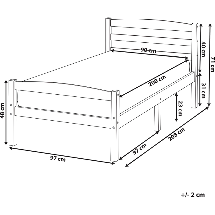 Bett mit Lattenrost Kiefernholz ECHALLON 90 x 200 cm Hellbraun – Bild 2