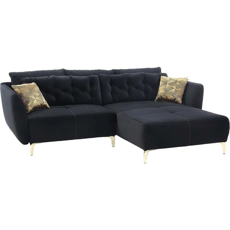 Wohnlandschaft Sayar / Salome, Polyester, Stoff, Schwarz, 251 x 90 x 186 cm – Bild 1