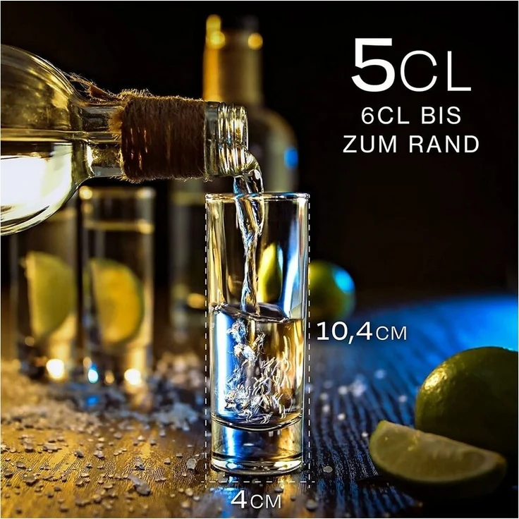 Praknu Schnapsglas 12 Schnapsgläser Hoch 5 cl, Glas, Party – Bild 2