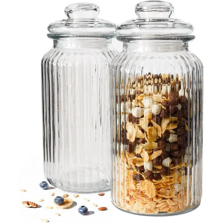 2x Vorratsgläser 1,5L mit Deckel Bonbonglas Vorratsgefäß Glasbehälter Aufbewahrungsglas Keksdose Vorratsglas – Bild 5