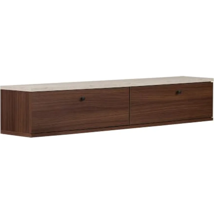 Hanah Home Stilvoller TV-Ständer, 140 cm breit, Travertin- und Walnuss-Finish | 100% melaminbeschichtete Spanplatte, inklusive Wandhalterung | Modernes Design, Tragkraft 35 kg – Bild 6