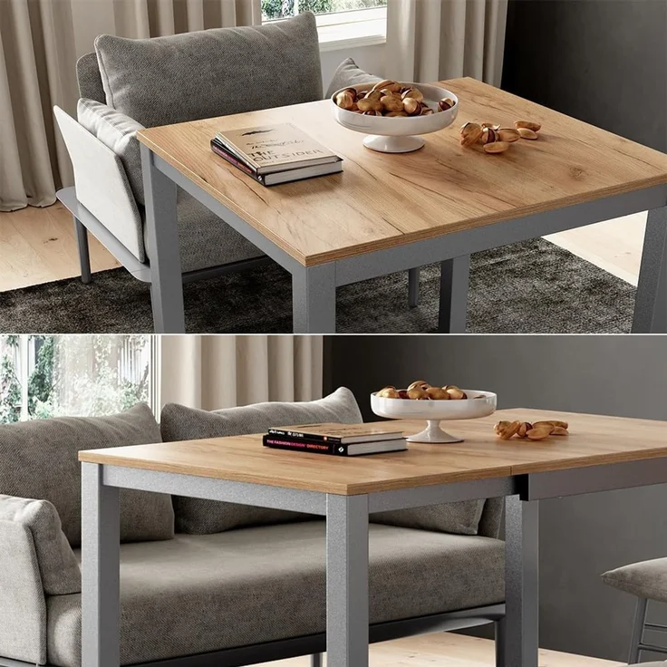 Esstisch Granny Eiche/Grau 120 x 70 cm ausziehbar Vicco – Bild 5