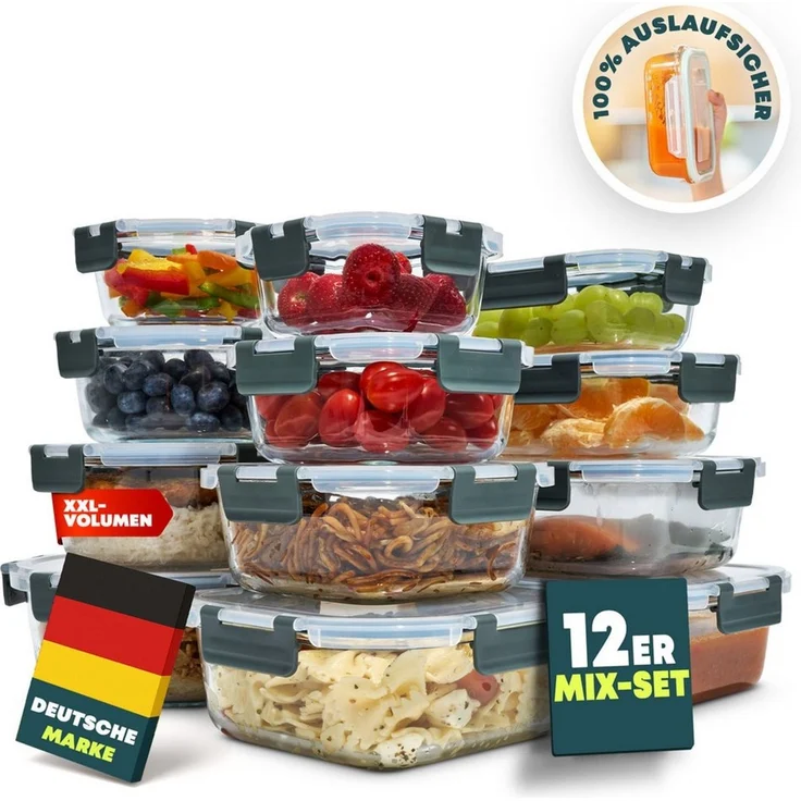 uandu home Frischhaltedose Glasbehälter mit Deckel, Frischhaltedosen Glas mit Deckel, (glasdosen mit deckel set, glas tupper mit deckel, glass food container, frischhaltedosen mit deckel glas, glasdose mit deckel, Borosilikatglas mit Deckel, Meal prep ... – Bild 5
