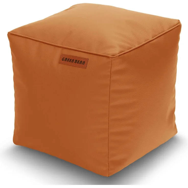 Green Bean® Sitzhocker aus Kunstleder - Pouf mit EPS Perlen Füllung - 40 x 40 cm - perfekte Ergänzung zum Sitzsack - Cognac