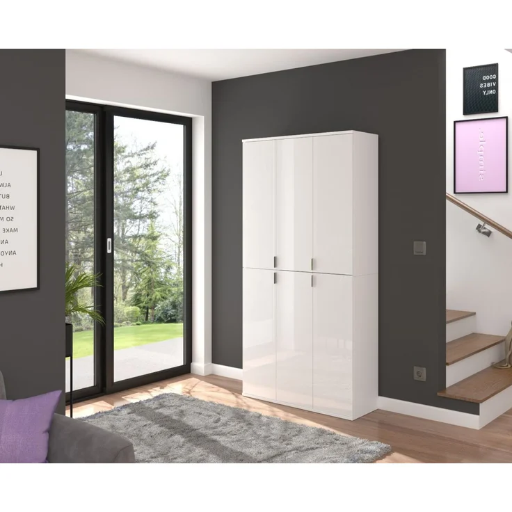 Garderobenschrank SystemX in weiß Hochglanz 91 x 193 cm – Bild 5