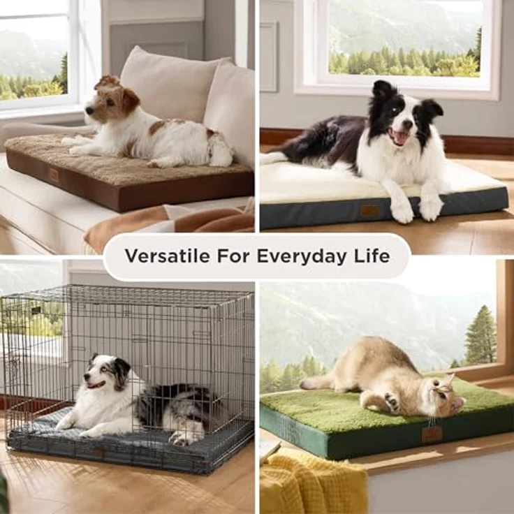 BEDSURE orthopädisches Hundebett Grosse Hunde - 112 x 81 x 7.6 cm Hundekissen flauschig Hundematte waschbar Hundematratze in dunkelgrau für große Hunde – Bild 7