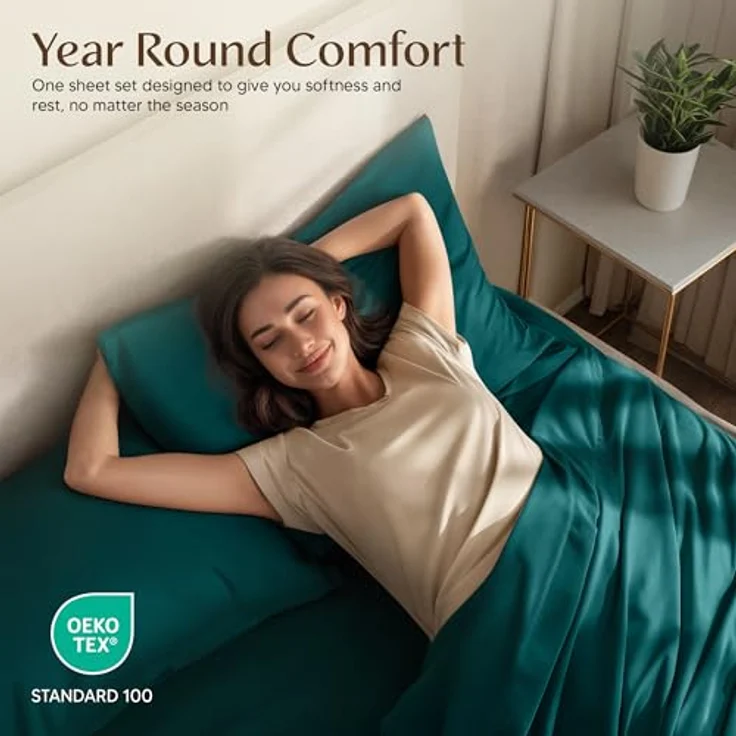 Utopia Bedding Bettwäscheset, 4-teilig, gebürstete Mikrofaser, schrumpft und lichtbeständig, pflegeleicht (Voll, Aquamarin) – Bild 5