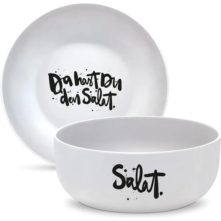 WestCraft Salatschüssel KÜCHENLIEBE "Da Hast du den Salat" Schale Bowl Schüssel Salatschüssel, Porzellan, (1-tlg), Salatschüssel für Nudeln, Reis, Desserts, Salate, Suppen, matt