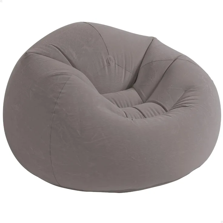 Sitzsack Beanless Bag Club, aufblasbar, Vinyl grau, 107 x 104 x 69 cm