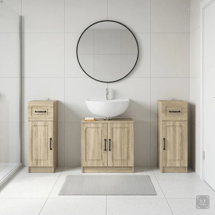 vidaXL 3-teiliges Badezimmer-Schranksystem UTRECHT 3 stk. Sonoma-Eiche 3418055 – Bild 1