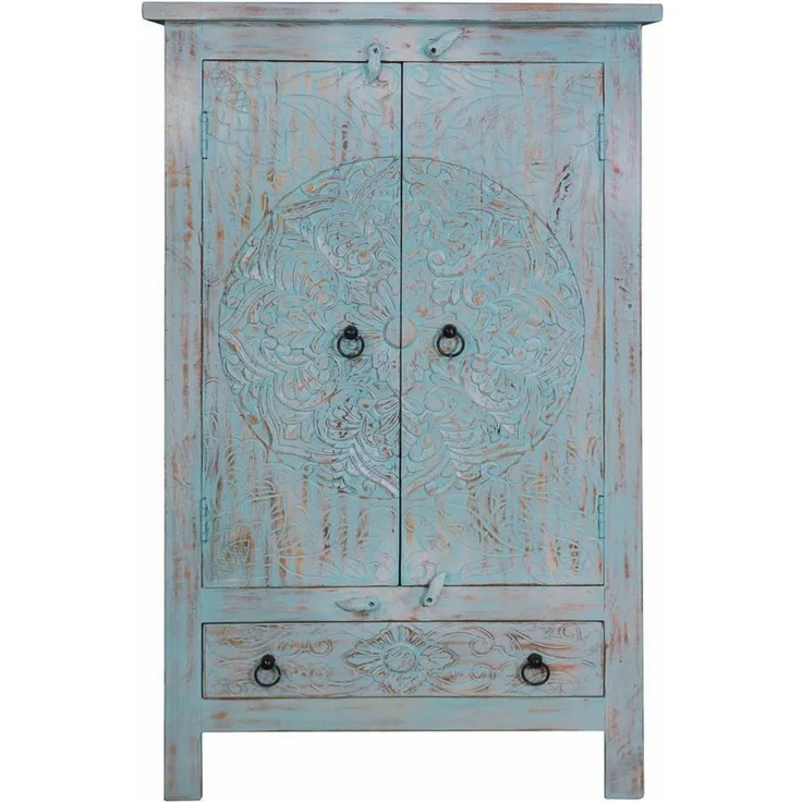 Oriental Galerie Mehrzweckschrank Türkiser Schrank Kala Indien 125 cm