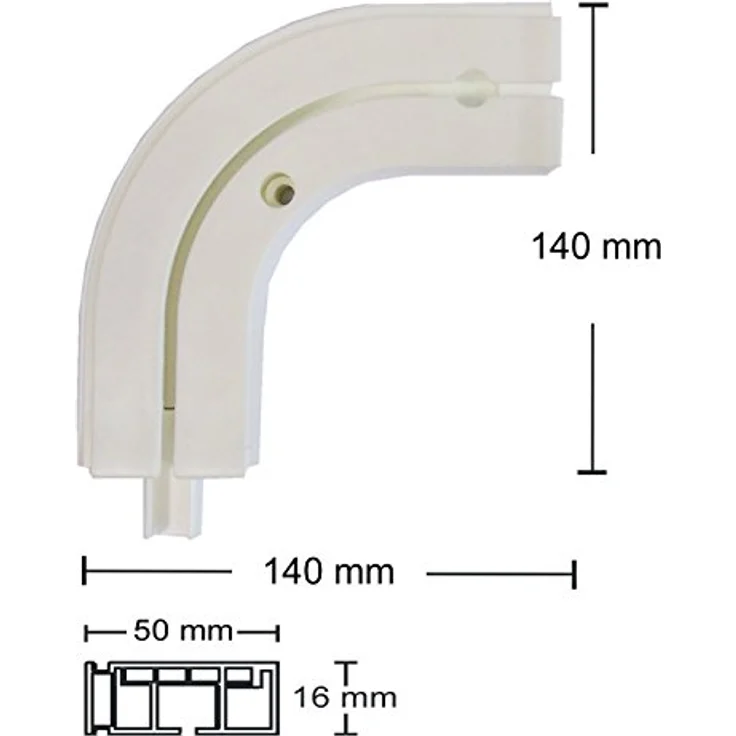 Garduna Gardinenschiene Rundbogen für Kunststoff-Gardinenschiene, 1-/2-/3-läufig, 1-läufig, gebohrt, Kunststoff – Bild 4