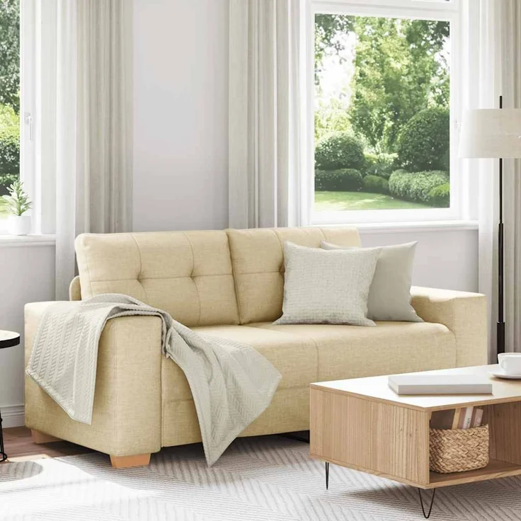 vidaXL Loveseat-Sofa Creme 180x77x82 cm Stoff 4105085 – Bild 1