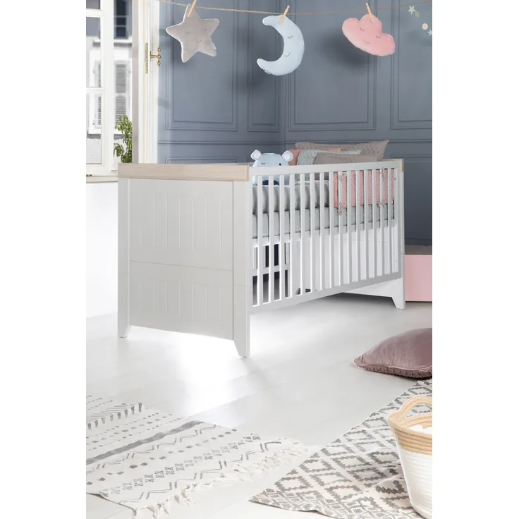 roba Gitterbett 'Helene' 70 x 140 cm - verstellbar - 3 Schlupfsprossen - umbaubar - Lichtgrau