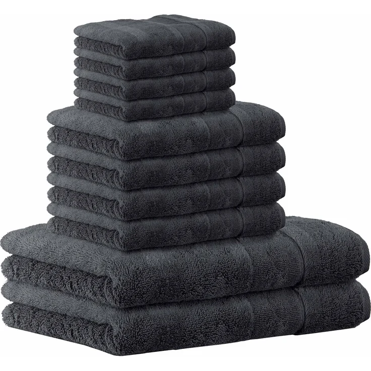 CAWÖ Handtuch Set, 10-tlg. - Noblesse2, 2x Duschtuch, 4x Handtuch, 4x Gästetuch Anthrazit Set – Bild 1