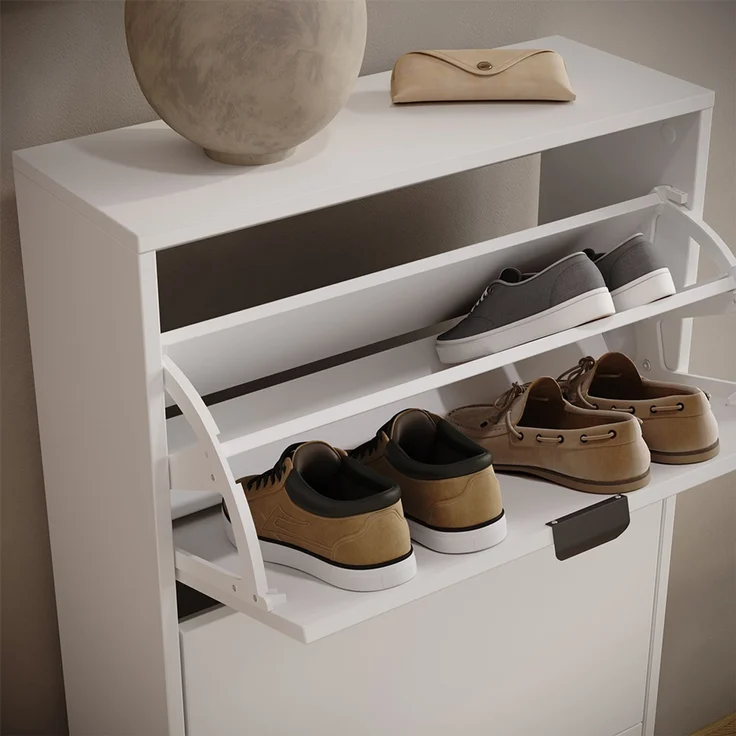 Schuhkipper Gizmo Weiß 59x112 cm mit 3 Fächern Vicco – Bild 4