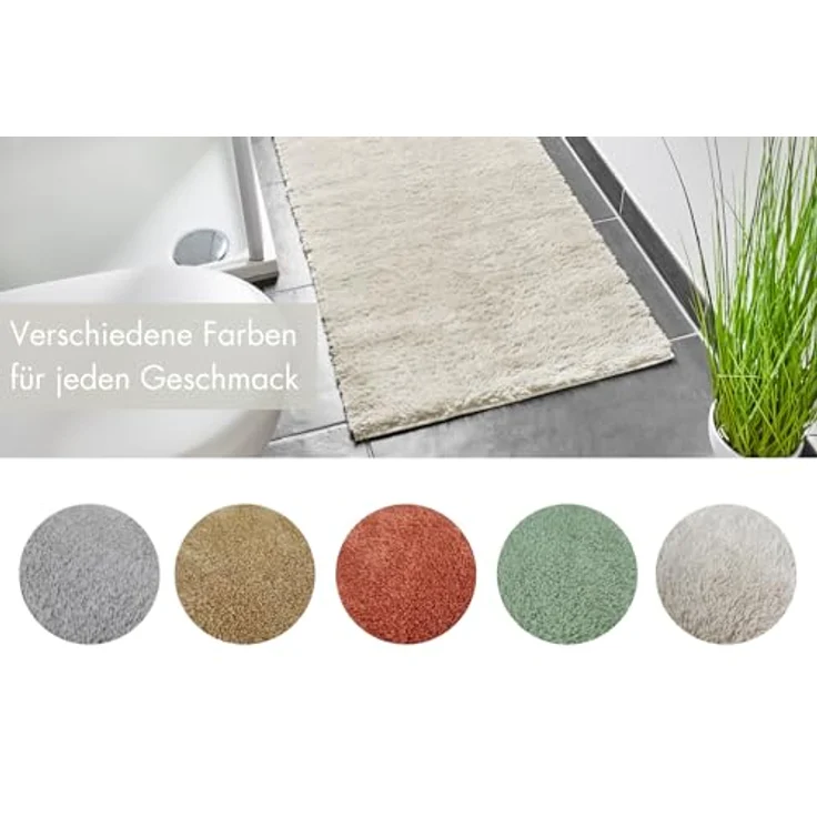 andiamo Badematte rutschfest Florida - Badezimmerteppich weich und flauschig - Badteppich rutschfest waschbar Duschvorleger Badvorleger für Badezimmer 50x80 cm beige – Bild 5