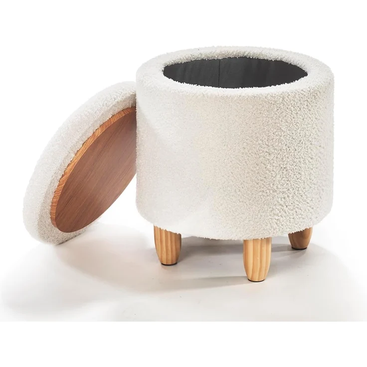 Kobolo Sitzhocker Hocker mit Aufbewahrung UPENDO – Bouclestoff (1 Stück, mit Aufbewahrungsfach) – Bild 5