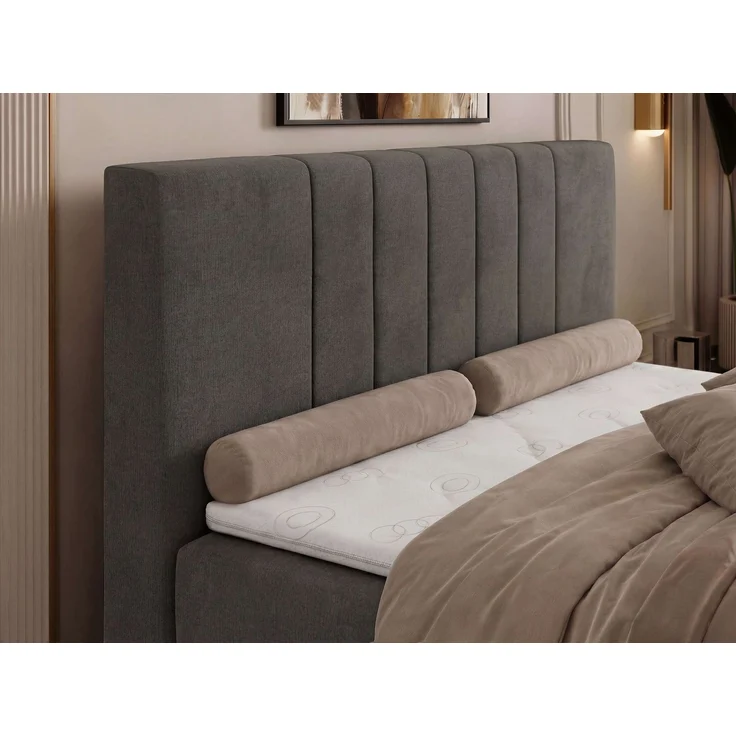 Boxspringbett INERO 180 x 200 mit Matratze H3 und Topper Visco, 7-Zonen-Multipocket-Kern, zwei Bettkästen, Doppelbett, gepolstert Kopfteil - Dunkelgrau Velvet – Bild 5
