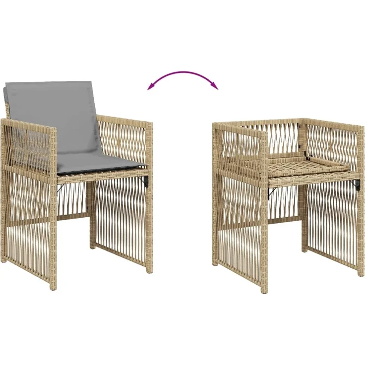 vidaXL Gartenstühle mit Kissen 4 Stk. Beigemischung Poly Rattan 364972 – Bild 7