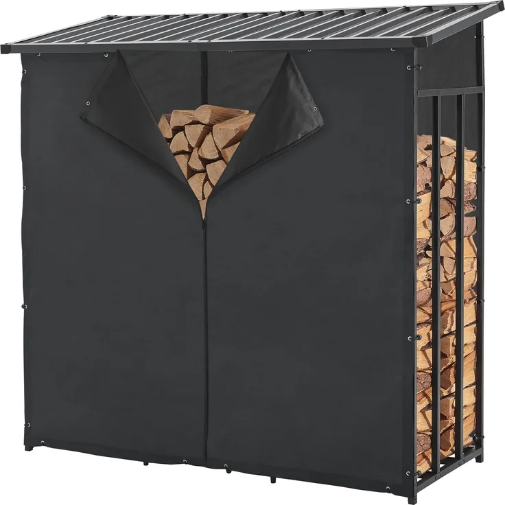 Brennholzregal Yakutat Schwarz 185x180x70 cm [casa. pro]