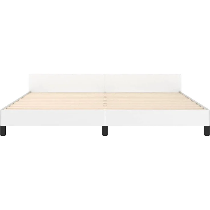 Doppelbett, Bettgestell Modernen mit Kopfteil ohne Matratze Weiß 200x200 cm d1052e – Bild 5