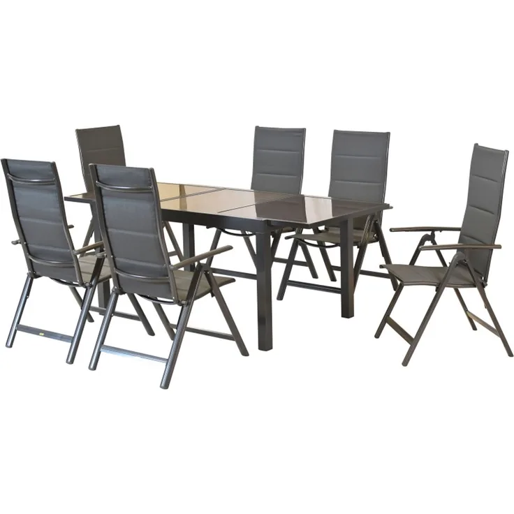 Taviano Gartenmöbel Set 7tlg, Semie Ausziehtisch