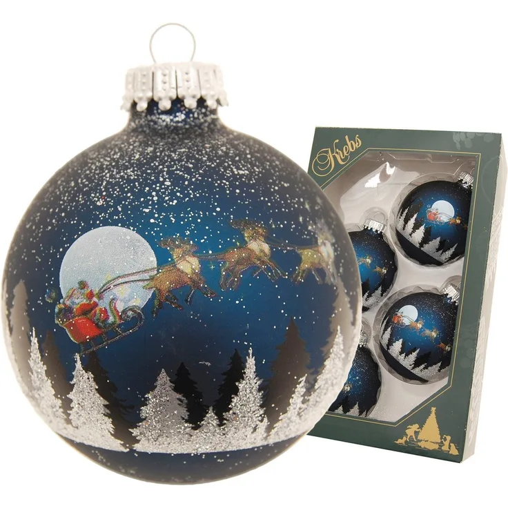 Krebs Glas Lauscha Weihnachtsbaumkugel Spirit of Christmas, 7 cm (4 St), Weihnachtsdeko, Christbaumschmuck, Christbaumkugeln aus Glas