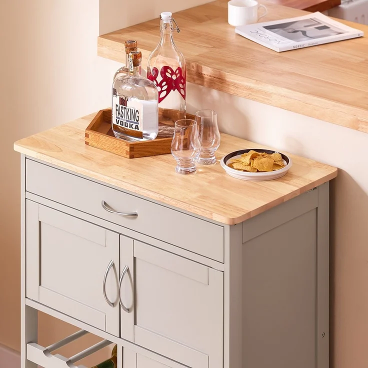 SoBuy FKW45-KA Küchenwagen, MDF, Lackiert, Hellgrau, 67 x 87 x 38 cm – Bild 4