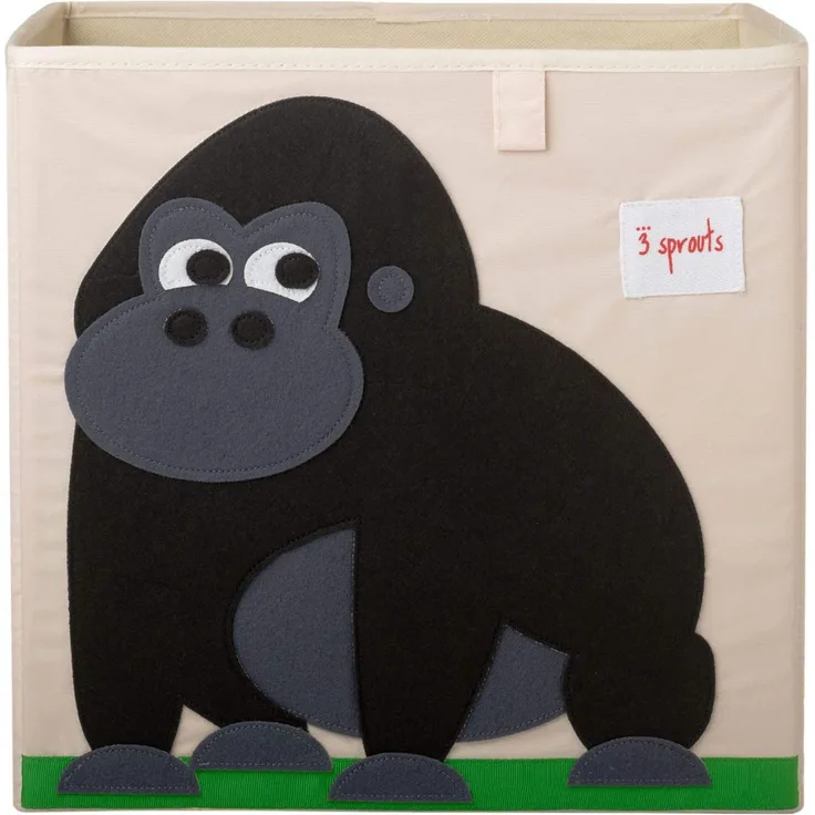 3 Sprouts - Kubische Aufbewahrungsbox - Organisationscontainer für Kinder & Kleinkinder, Gorilla