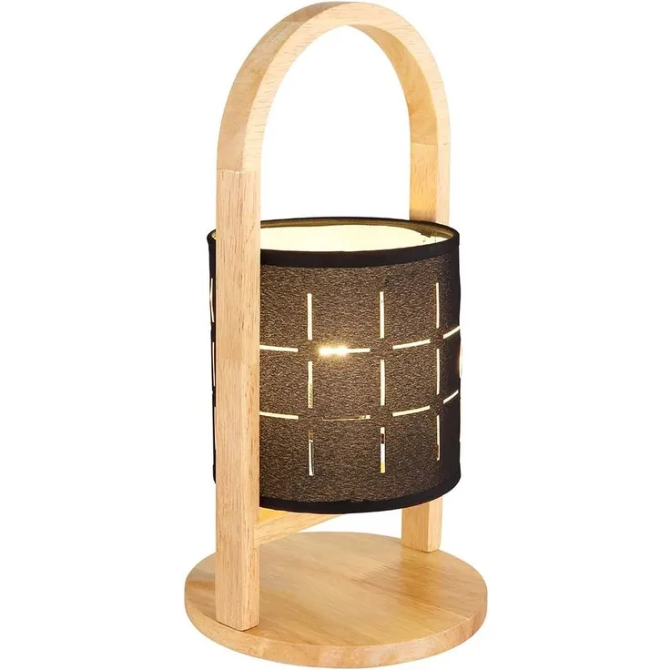 Tischleuchte, Holz, Textil schwarz, H 33 cm