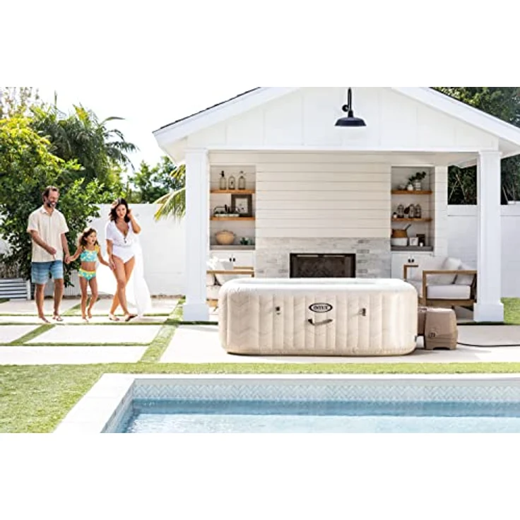 INTEX CHEVRON quadratisches aufblasbares Spa, 6 Plätze, 2x2m, Beige, mit 170 Luftblasendüsen und App-Verwaltung – Bild 3