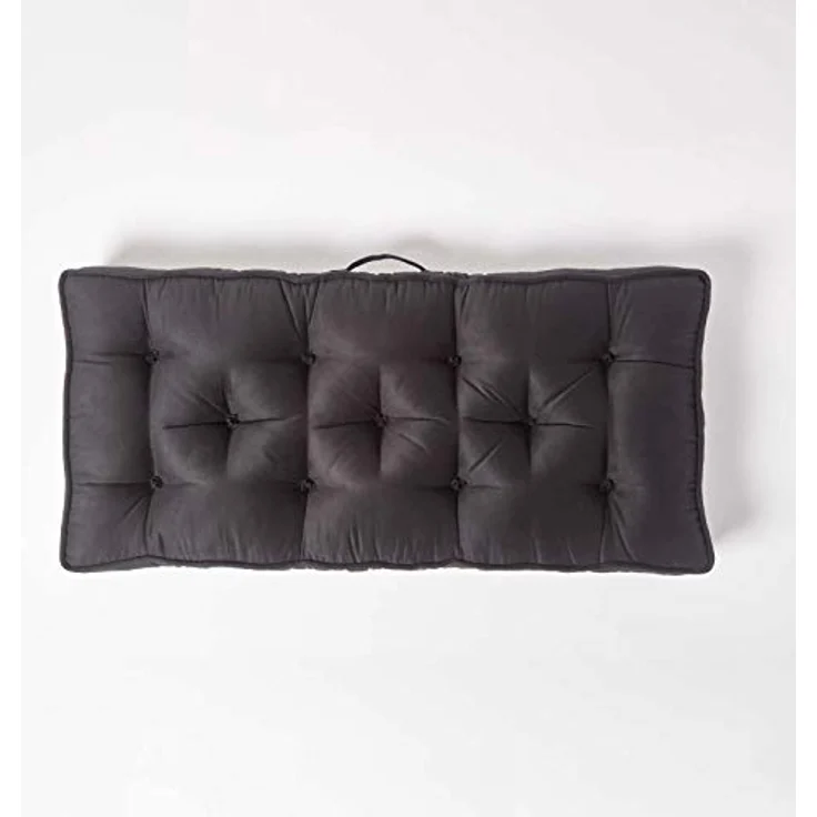 Homescapes Sitzkissen Sofa-Auflage 100x48 cm mit Veloursbezug – dickes Sitzkissen schwarz – Bild 4
