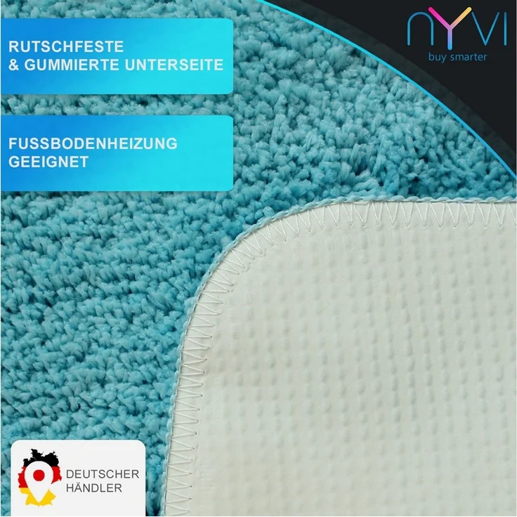 NYVI Badematte Badematten Set 2 teilig NYVISpa Lasalle Aqua Badezimmerteppich Set, Höhe 20 mm, Polyester, Badematte 50x80cm + WC Vorleger ohne Ausschnitt, Rutschfest & Waschbar – Bild 2