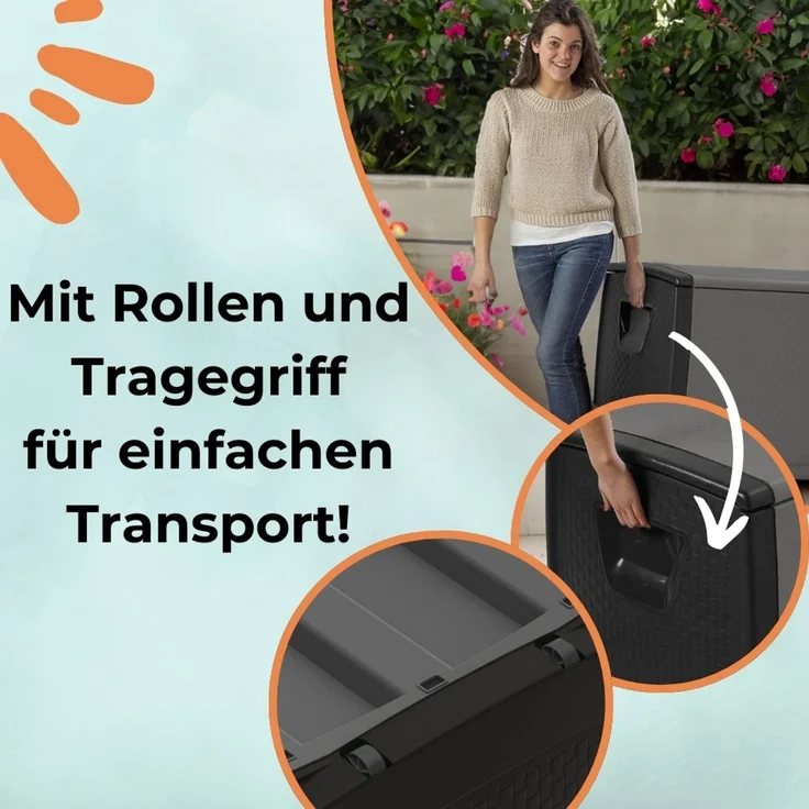 GarPet Gartenbox Gartenbox Wetterfest Outdoor Auflagenbox Wasserdicht Garten Box 430 L – Bild 3