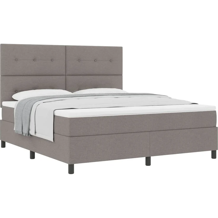 vidaXL Boxspringbett mit LED-Lichtleisten Taupe 180 x 200 cm Stoff 3342890 – Bild 2