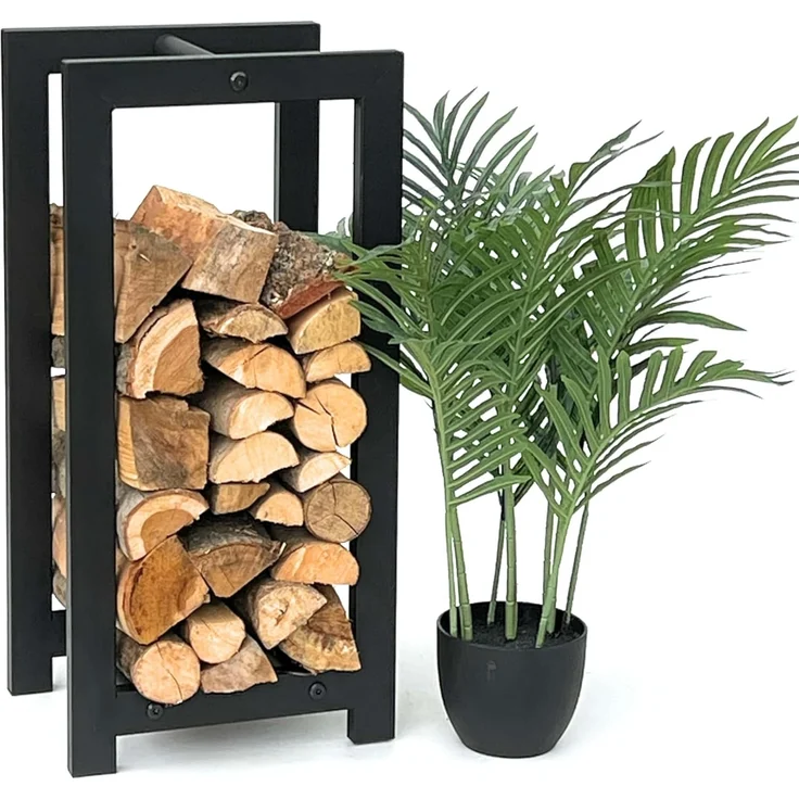 DanDiBo Kaminholzregal Innen Metall Schwarz Stehend Kaminholzständer 96467 Kaminholzhalter Brennholzregal Feuerholzregal – Bild 1