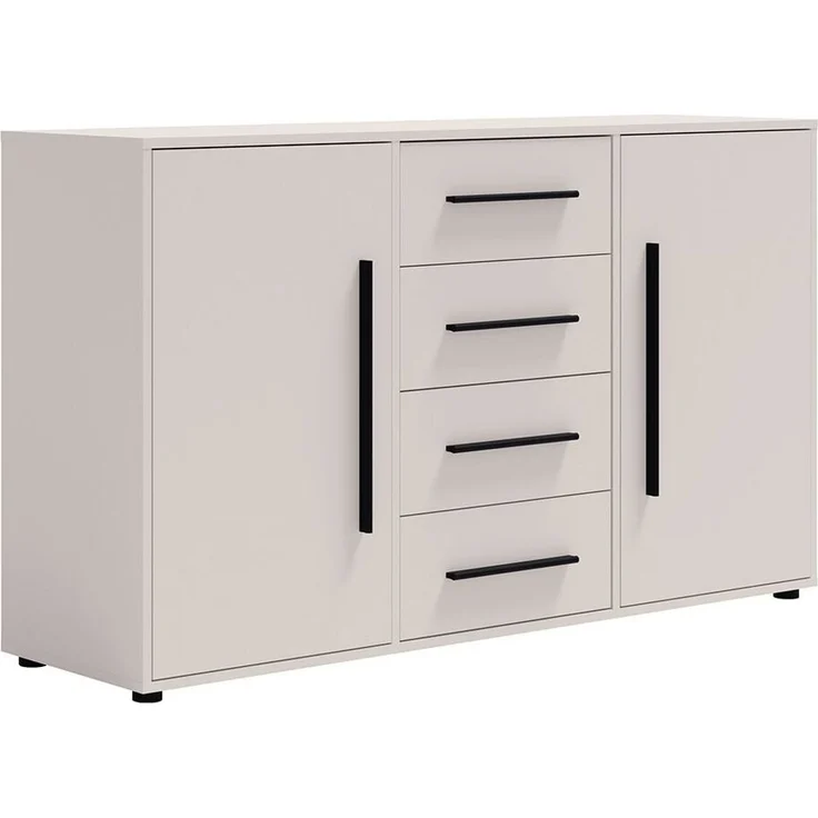 Lomadox Schlafzimmer-Set MOLLERUSA-132, (Spar-Set, 7-tlg, Bett Kleiderschrank Sideboard Bettschubkästen Nachttische), in kaschmir mit schwarzen Griffen, Liegefläche 160x200 cm – Bild 2
