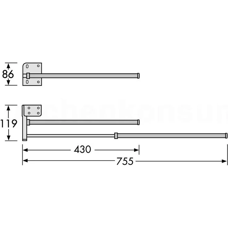 Hailo SECCO Handtuchhalter 2armig Handtuchhalter Handtuchstange Handtuchtrockner – Bild 3