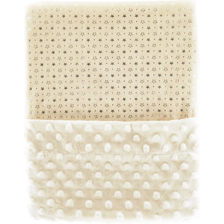 Almina Babydecken-Set mit Bärenkissen Zweilagige Babydecke aus Polyester Sternenmuster 100x80 cm Beige – Bild 3
