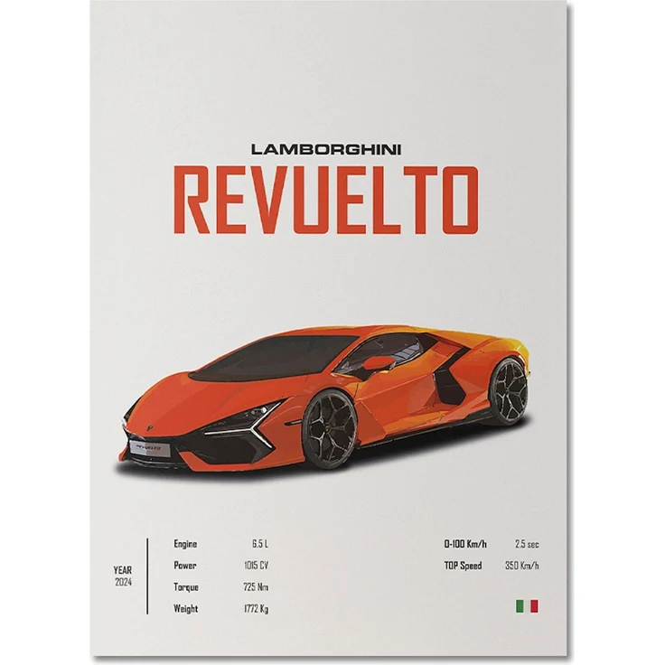 Poster Sportwagen Mclaren Lamborghini Porsche Klassiker Legenden · Geschenk für ihn · Wohnzimmmer & Büro · Wand Deko · Print ohne Rahmen - 60 x 90 cm / LAMBORGHINI REVUELTO