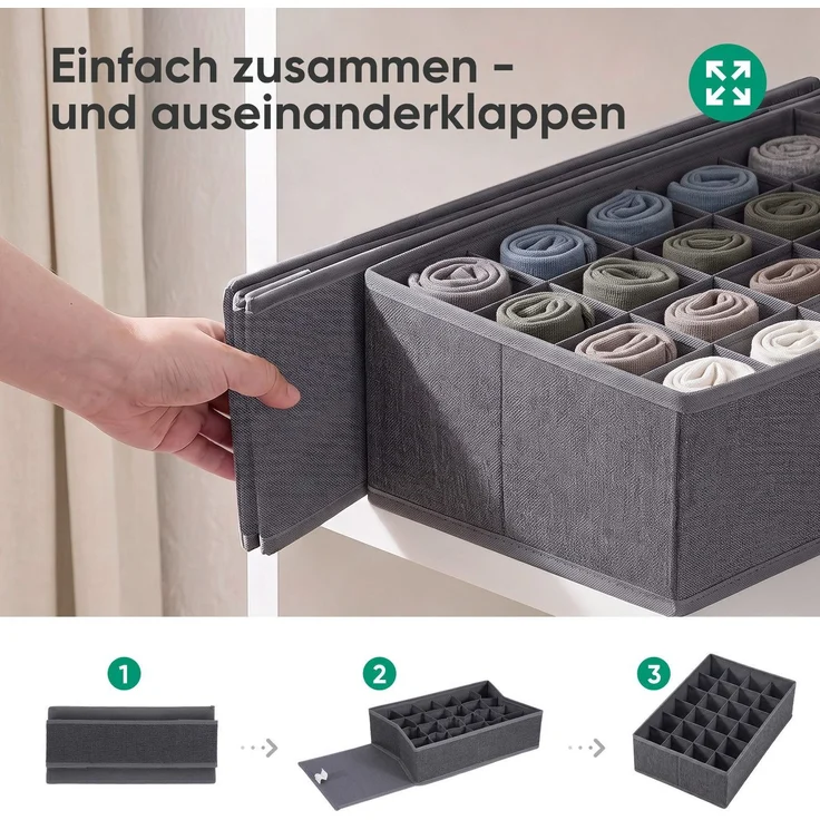 Sekey Aufbewahrungsbox Schubladen Organizer aus Vliesstoff Faltbare Aufbewahrungsboxen mit Fächer für HEMNES 108(60 Fächer) – Bild 6