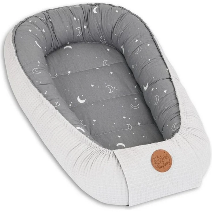 Babynest Neugeborene Nestchen Baby 90x50 cm - Kokon Handmade zweiseitig aus Baumwolle Waffel mit Babynestchen Monde – Bild 4