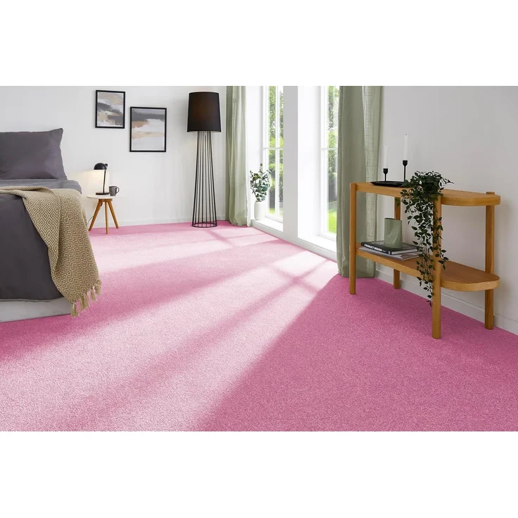 andiamo Teppichboden Izmir für Wohnzimmer und Kinderzimmer - Teppichboden Meterware zum Verlegen - Teppichbelag mit hoher Trittschalldämmung - weicher Teppichboden 400x550 cm Pink