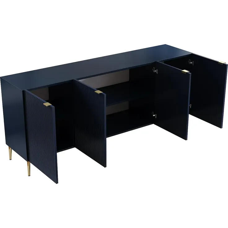 Vente-unique - YESINIA Sideboard Holz, Platte Blau - B 45 cm x H 80 cm x L 190 cm – Bild 5