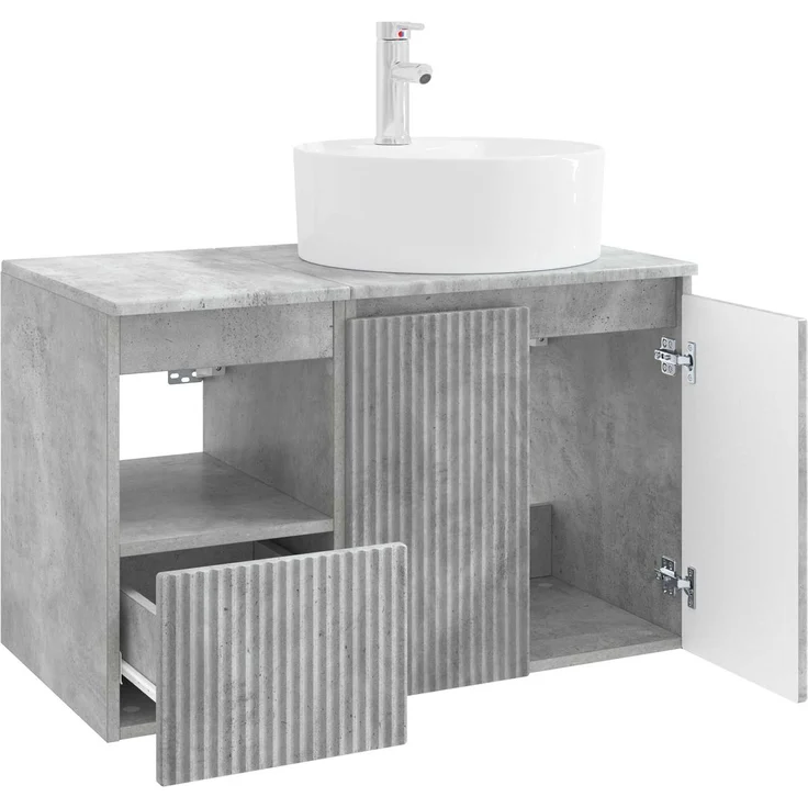 vidaXL Badezimmerschrank-Set 2 stk. Betongrau 79,5 x 44,5 x 82 cm 3404077 – Bild 4