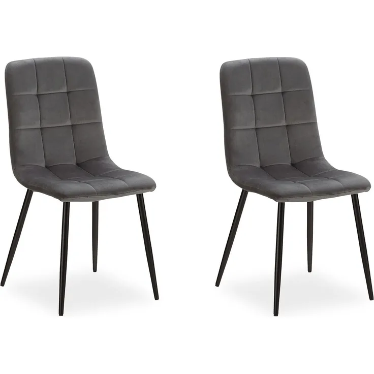 Esszimmerstuhl 2er-Set Grau Samt Esszimmerstühle Polsterstühle Modern