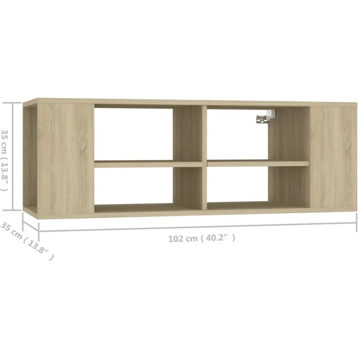 TV-Wandschrank, Fernsehschrank Sonoma-Eiche 102x35x35 cm Holzwerkstoff – Bild 7