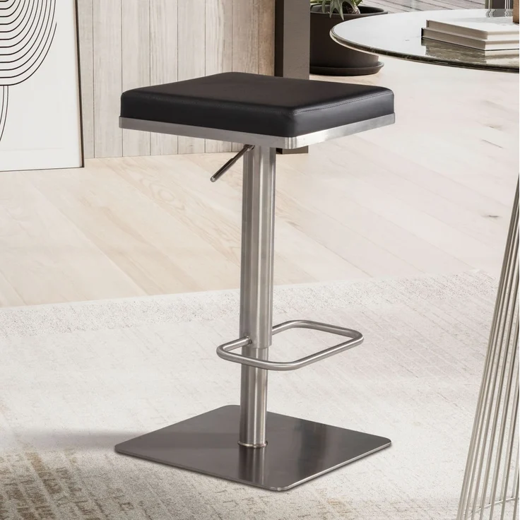 Barhocker Schwarz Kunstleder Edelstahl Barstuhl Modern, Design Tresenstuhl Dr... – Bild 2