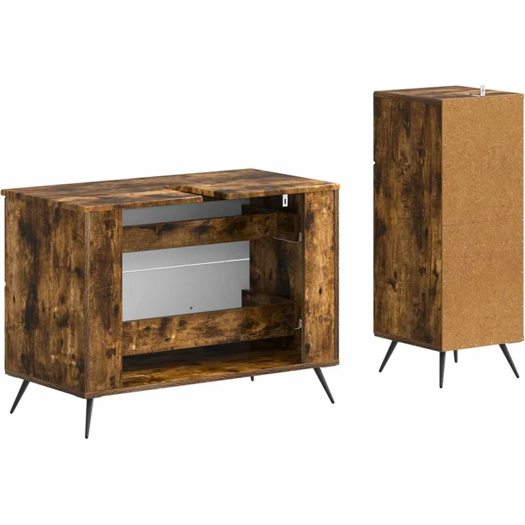 vidaXL 2-teiliges Badezimmer Schrank Set BREDA Raucheiche 3417725 – Bild 5